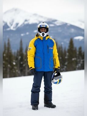 Men’s Ski-Doo X-Team Snowmobile Jacket
 Blue/Yellow-Size XL